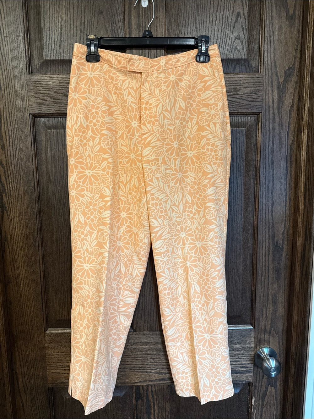 Tommy Bahama Peach Floral Straight Leg Pants 100% Silk Size 6